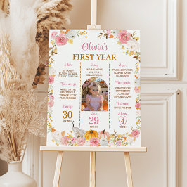 Póster Chica de calabaza otoñal Primer año Poster hito