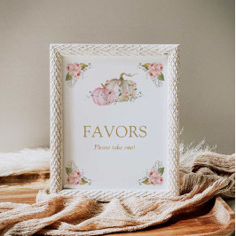 Póster Chica de calabaza otoñal Rótulo Favor del Cumpleañ