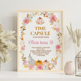 Póster Chica de calabaza otoño fiesta de cumpleaños Rótul