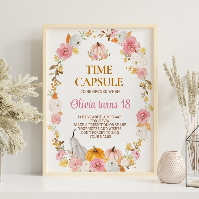 Póster Chica de calabaza otoño fiesta de cumpleaños Rótul (Subido por el creador)