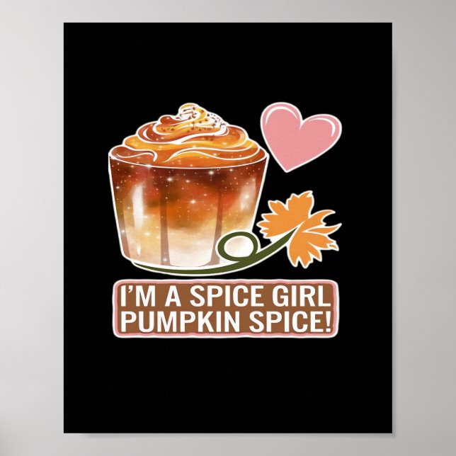 Póster Chica de calabaza  otoño Pegatina latte (Frente)