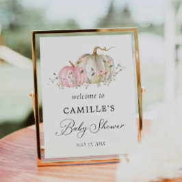 Póster Chica de calabaza rosa Rótulo de Poster de bienven