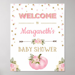 Póster Chica de calabaza signo de bienvenida Baby Shower 