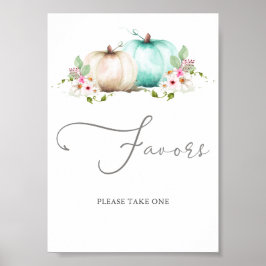 Póster Chica de calabaza turquesa Baby Shower favorece