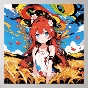 Póster Chica de campo de trigo caprichoso