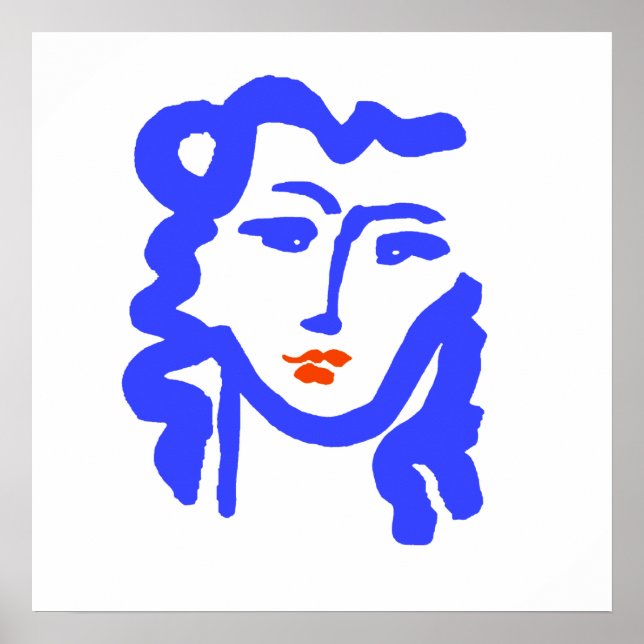 Póster Chica de cara azul de estilo Matisse (Frente)