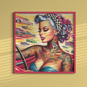 Póster Chica de Carreras con lápiz