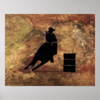 Chica de Carreras de barril Silhouette sobre una t