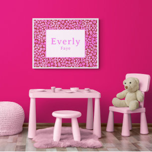 Póster Chica de cartel floral brillante habitación nombre