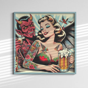 Póster Chica de Cervezas Tattooed