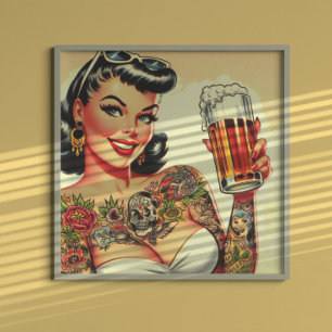 Póster Chica de Cervezas Tattooed