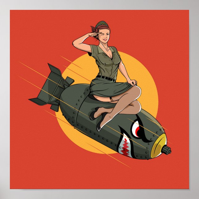 Póster Chica de clavija de la bomba de cerezo WW2 (Frente)