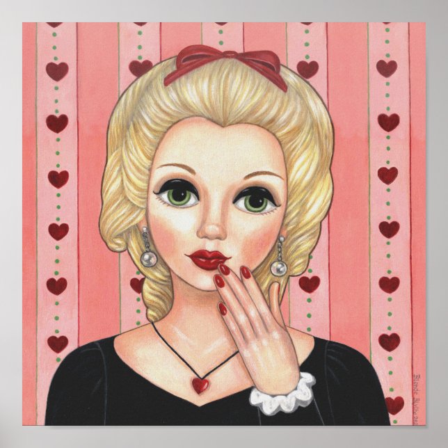 Póster Chica de collar cardíaco Cabeza rubia asa labios l (Frente)