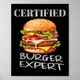 Póster Chica de comida divertida de experto certificado 2