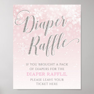 Póster Chica de copo de nieve Baby Shower Diaper Raffle