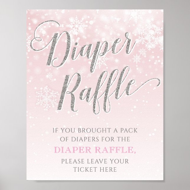 Póster Chica de copo de nieve Baby Shower Diaper Raffle (Frente)