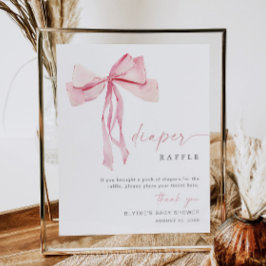 Póster Chica de Coquette de Rótulo Raffle de Bow Rosado