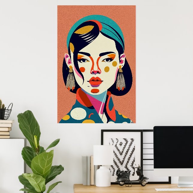 Póster chica de corea (Oficina en casa)