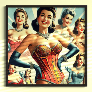 Póster Chica de Corset de Belleza de Vintage