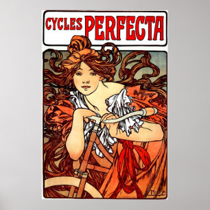 Póster Chica de cosecha en Poster de bicicletas