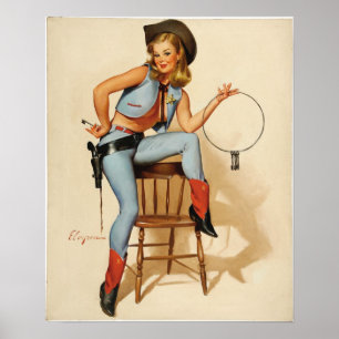Póster Chica de Cowgirl Pin-up
