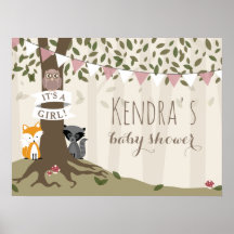 Chica de criaturas de bosques Poster Baby Shower