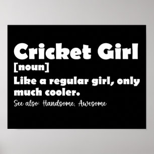 Póster Chica de cricket Definición divertida del jugador