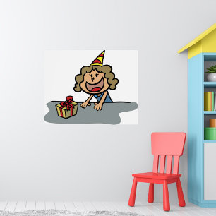 Póster Chica De Cumpleaños Con Un Regalo