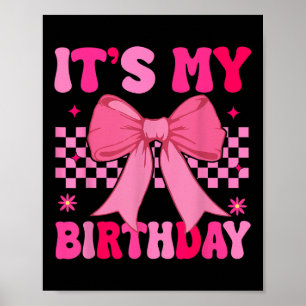 Póster Chica de cumpleaños Coquette rosa Estética Bow Gir