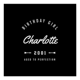 Póster Chica De Cumpleaños De Edad A Perfección Retro