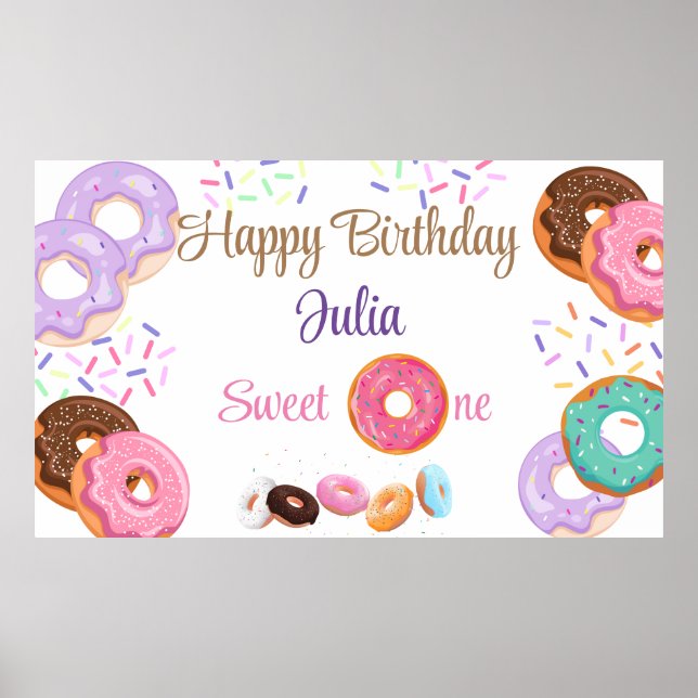 Póster Chica de cumpleaños Donut (Frente)