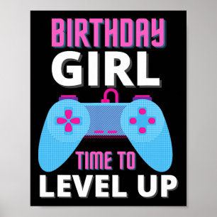 Póster Chica De Cumpleaños Tiempo Para Elevar El Nivel De