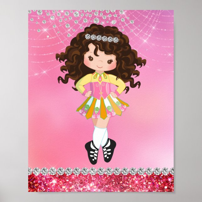 Póster Chica de Dance Brunette de Pink Glam Irish (Frente)