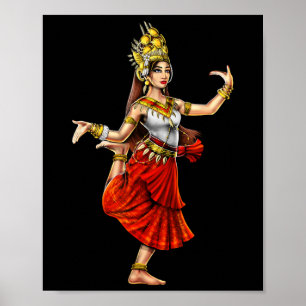 Póster Chica de danza tradicional camboyana jemer Apsara 