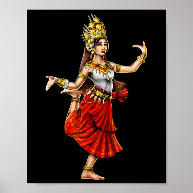 Póster Chica de danza tradicional camboyana jemer Apsara  (Frente)