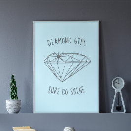 Póster Chica de diamantes Shine Aqua Poster