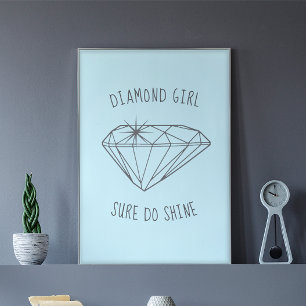 Póster Chica de diamantes Shine Aqua Poster