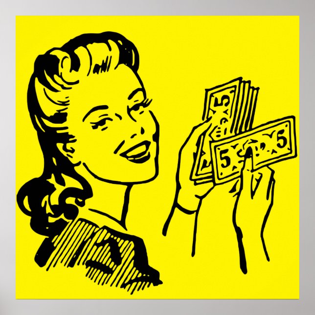 Póster Chica de dinero Pop Art Gran Poster (Frente)