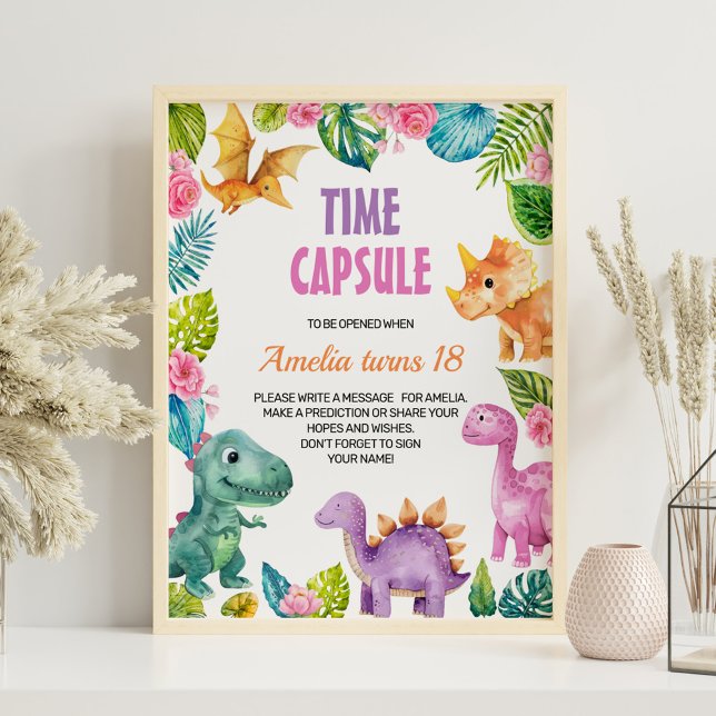 Póster Chica de Dinosaurio Rótulo de la cápsula del cumpl (Subido por el creador)
