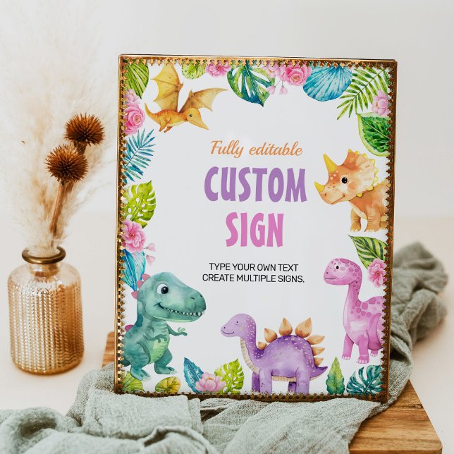 Póster Chica de dinosaurios cutáneos Rótulo de Personaliz (Subido por el creador)