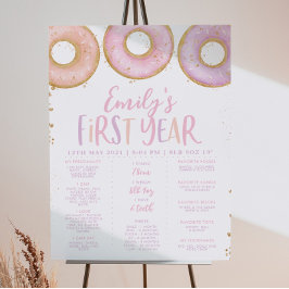 Póster Chica de Donut Rosado Poster de Rótulo de primer c