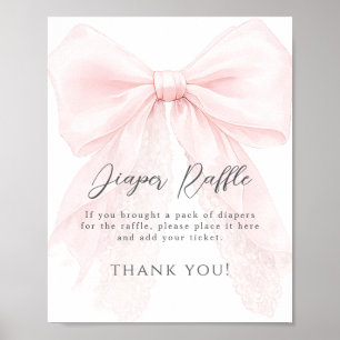 Póster Chica de ducha de bebé moderna con lazo rosa