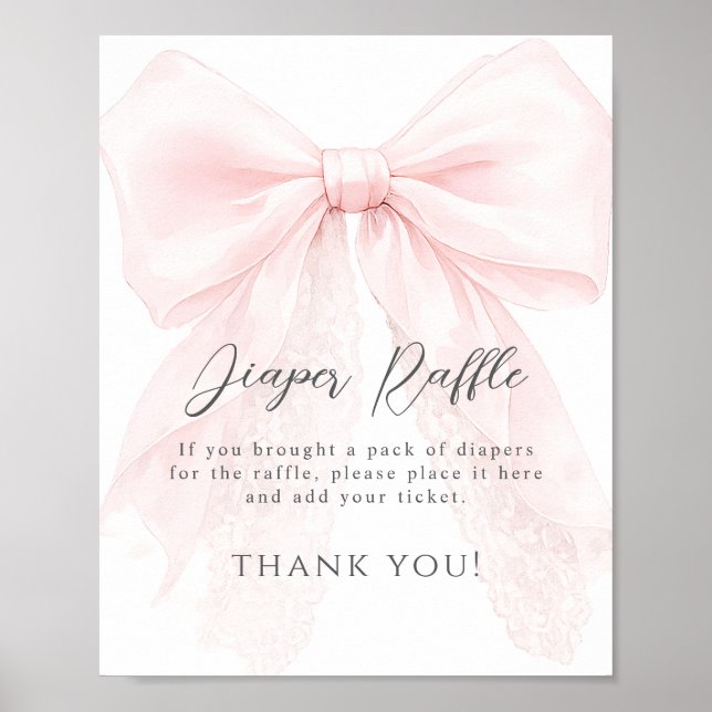 Póster Chica de ducha de bebé moderna con lazo rosa (Frente)