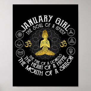 Póster Chica de Enero Alma Gitana Yoga Vintage Cumpleaños
