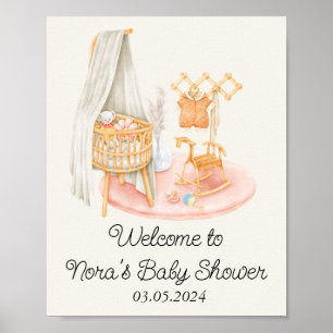 Póster Chica de enfermería Minimalista Boho Baby Shower