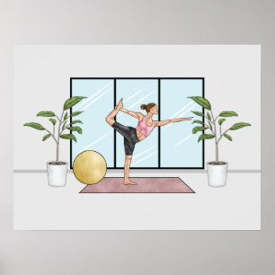 Póster Chica de entrenamiento de equilibrio Natarajasana 