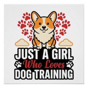 Póster Chica de Entrenamiento de Perros Corgi Camiseta Di