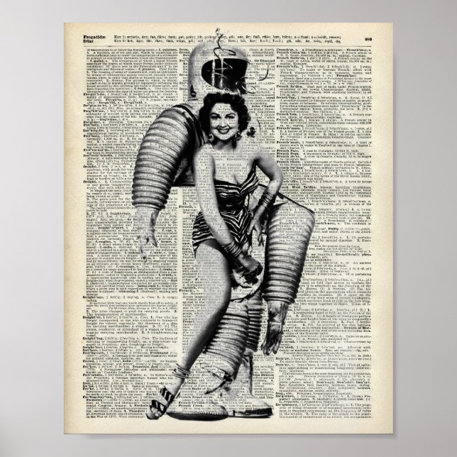 Póster Chica de época con traje astronauta (Frente)