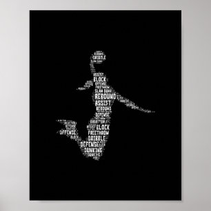 Póster Chica de Esquema Palabras de Jugador de Mujeres Ni