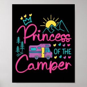 Póster Chica de familia de camping Princesa autocaravana 